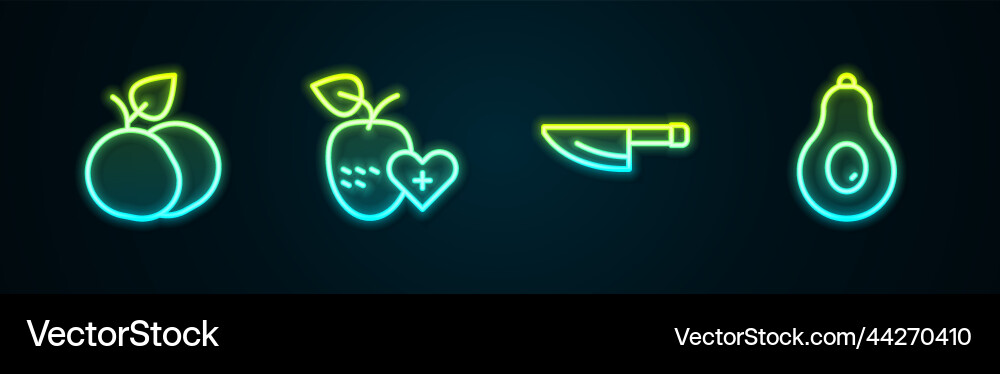 Set line mango fruit healthy knife and avocado Set line mango fruit healthy knife and avocado vector image