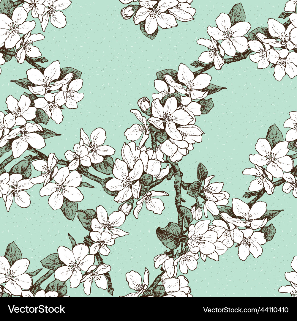 Spring Blossom Apple Branch Pattern vector image
