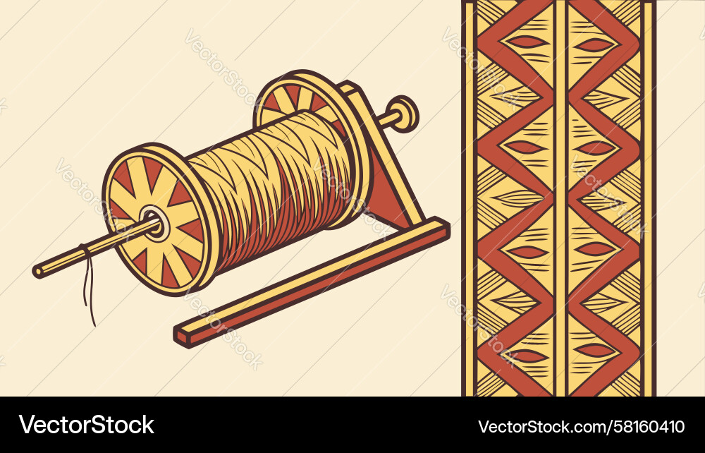 Thread Spool with Textile Pattern Vector Image