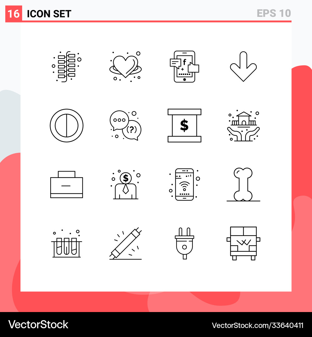 16 universal outlines set for web and mobile Vector Image