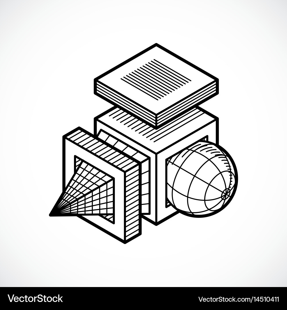 3d engineering abstract shape made using cubes Vector Image
