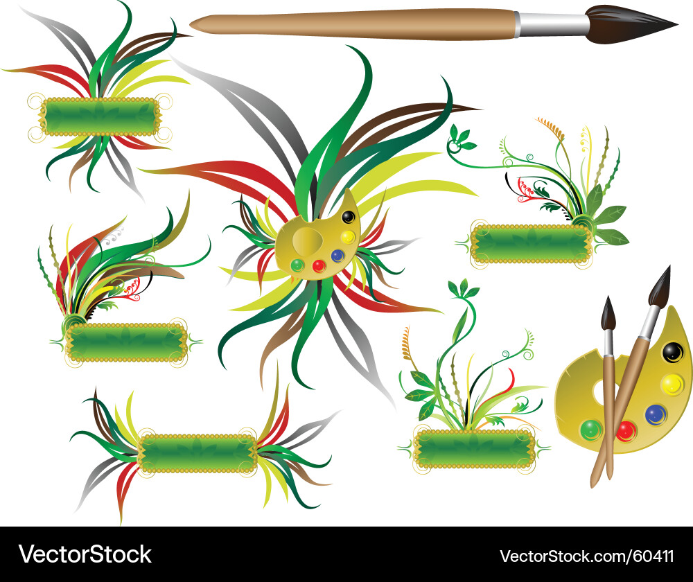 Abstract Frame with Floral Elements Vector Image