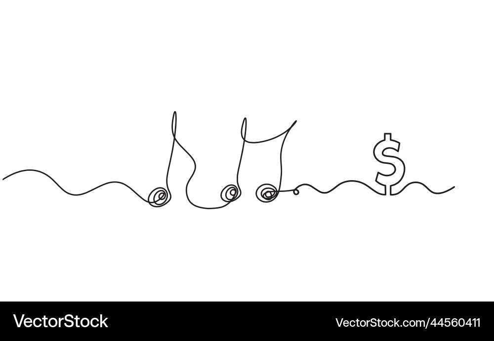 Abstract whole note with dollar as continuous Vector Image