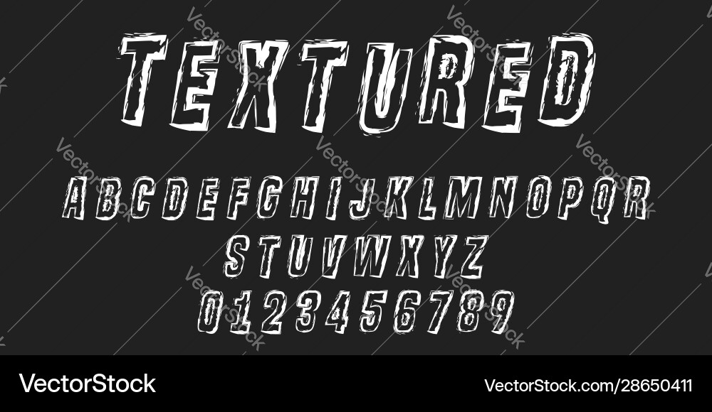 Alphabet letters and numbers texture stroke vector image