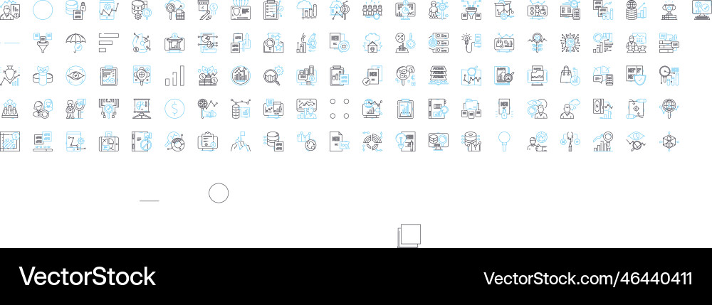 Analysis line icons set analyze analyzing Vector Image