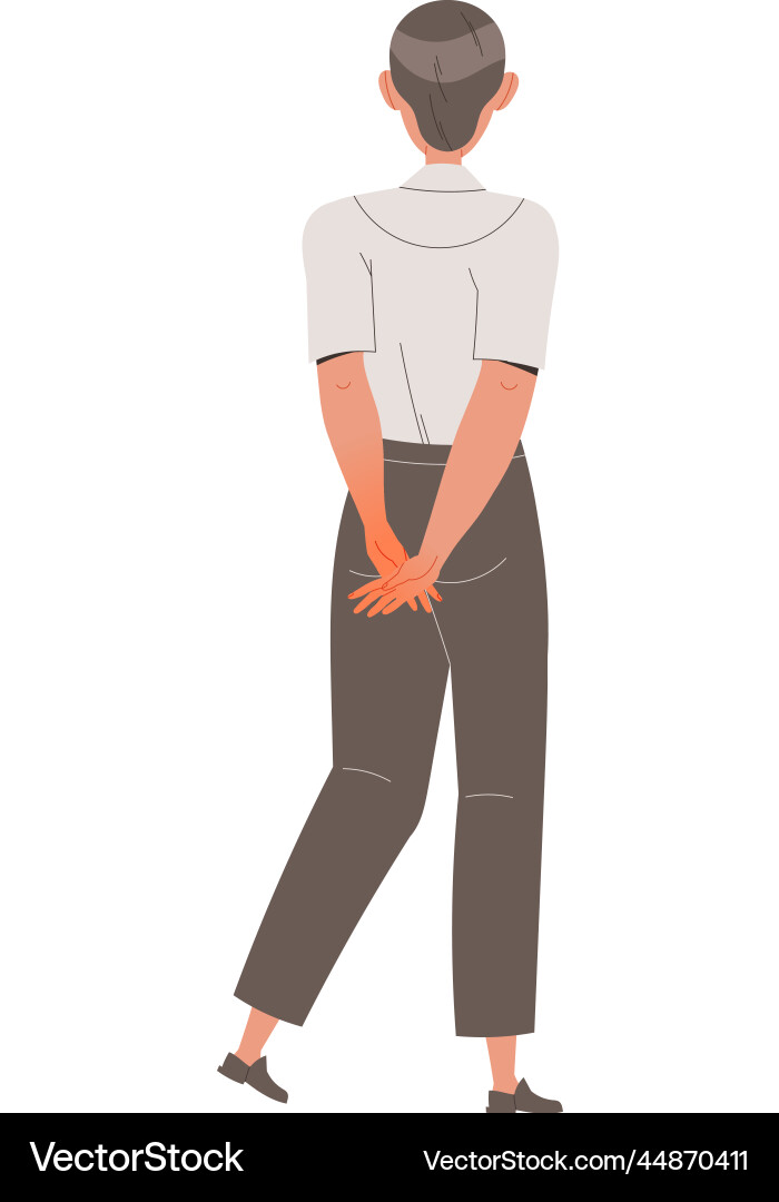 Back view of standing man with hands behind vector image