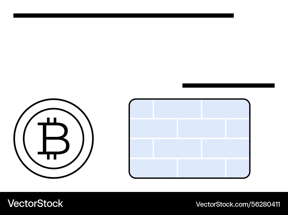 Bitcoin security concept with blockchain wall Vector Image