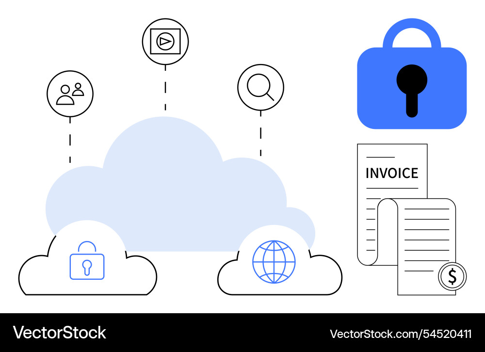 Cloud computing with data security and online Cloud computing with data security and online vector image