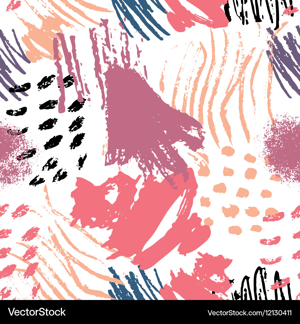 Colorful abstract scribbles seamless pattern Vector Image