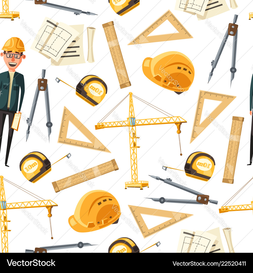 Construction Tools & Architect Pattern vector image