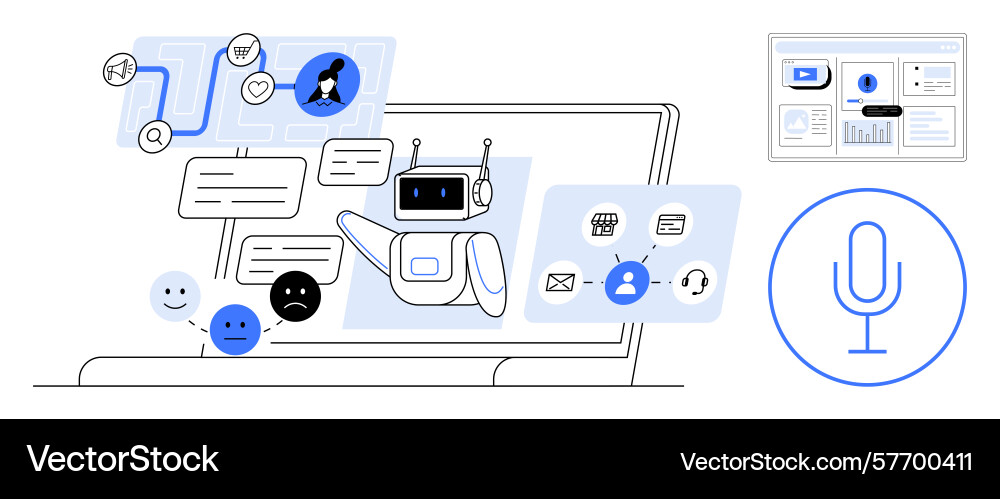 Conversational ai integrating chatbot user Conversational ai integrating chatbot user vector image