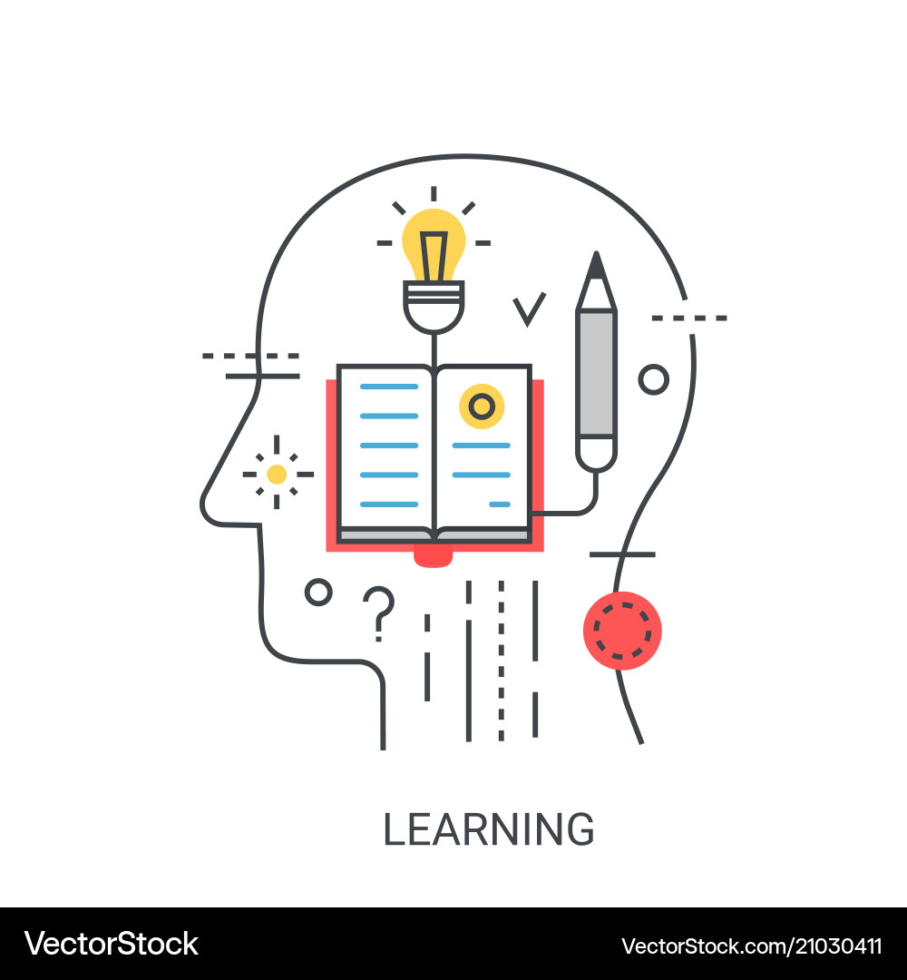 Learning Concepts - Flat Line Icons Vector Image