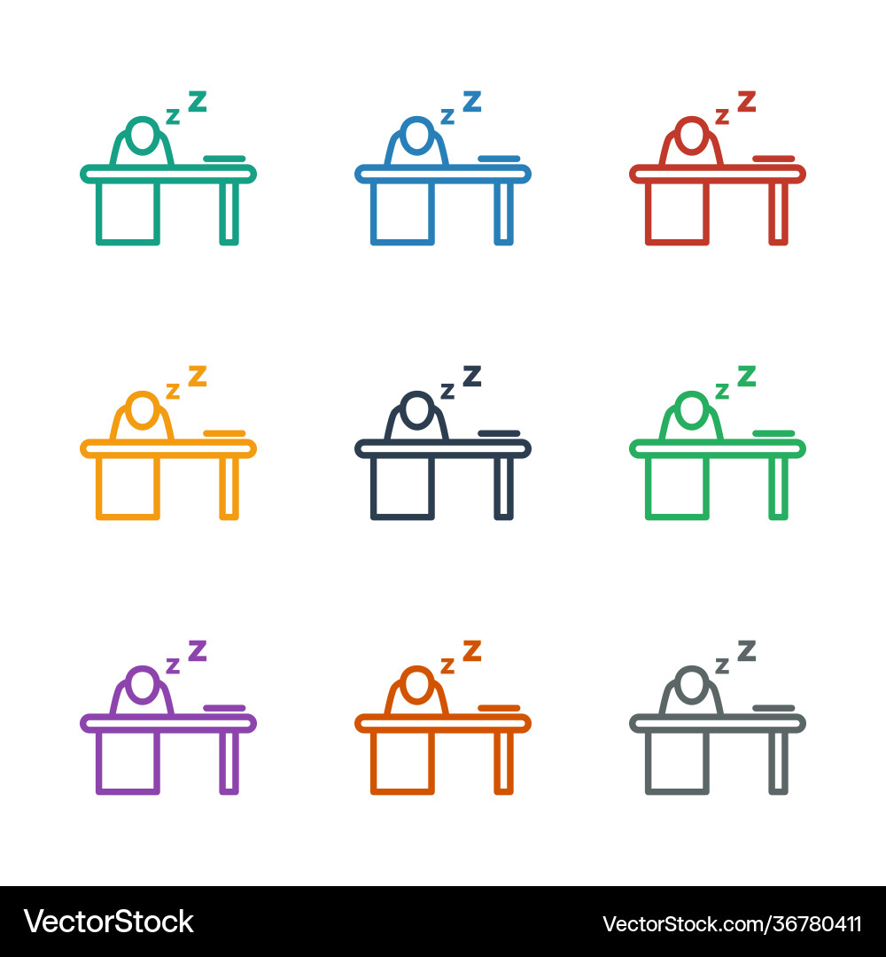 Man sleeping on table icon white background Vector Image