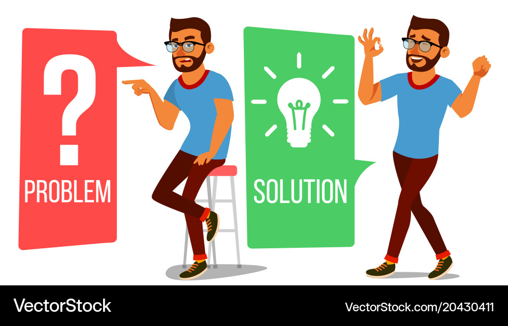 Man solving problem solution Royalty Free Vector Image