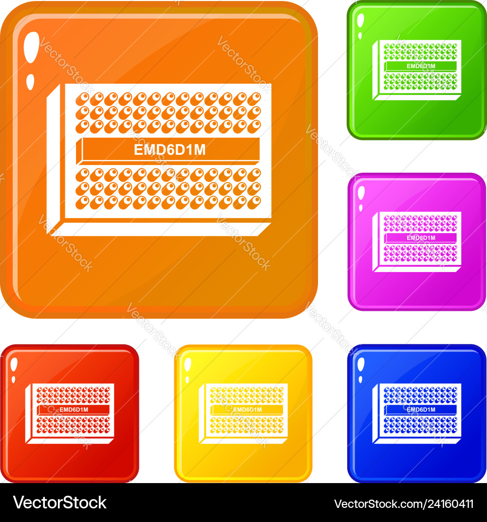 Microchip icons set color Microchip icons set color vector image