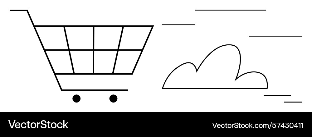 Minimalistic shopping cart with cloud symbolizing Vector Image