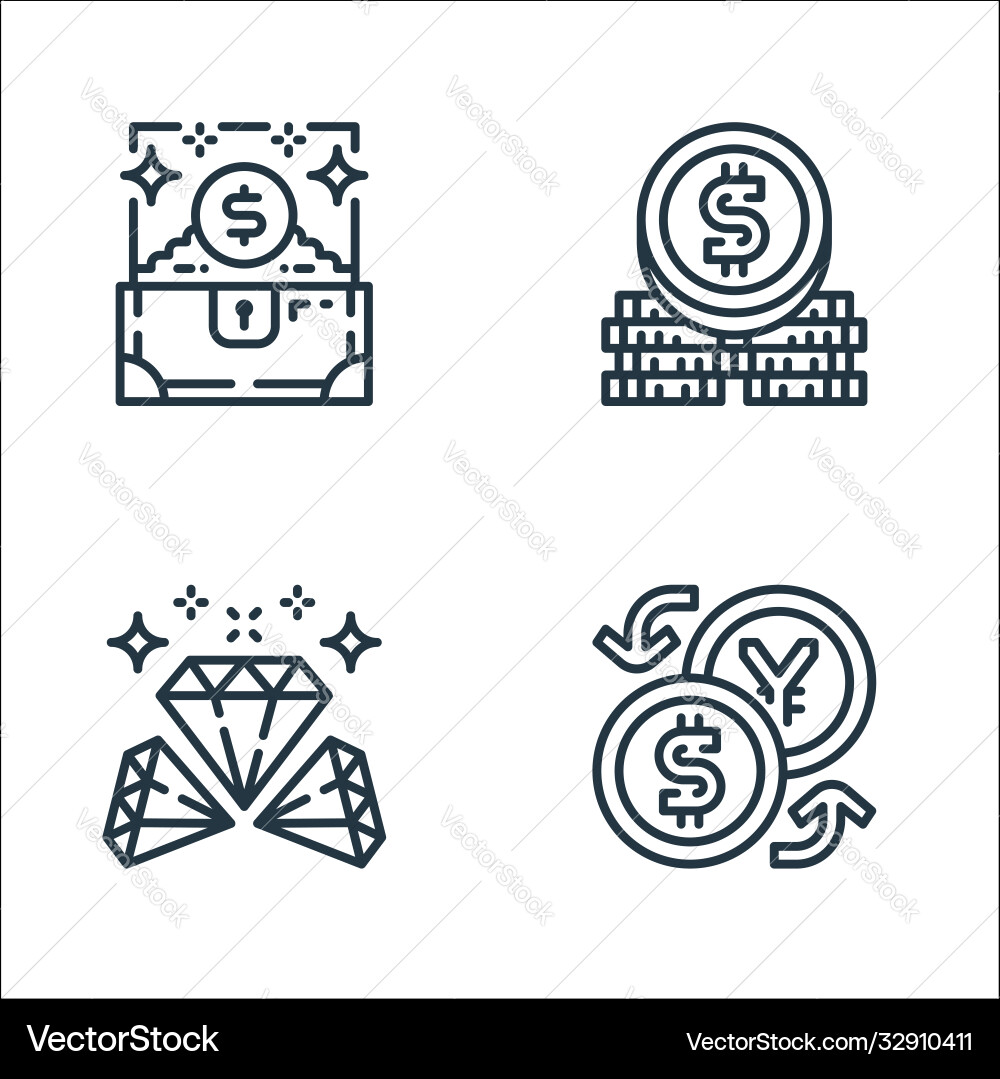 Money and currency line icons linear set quality Vector Image