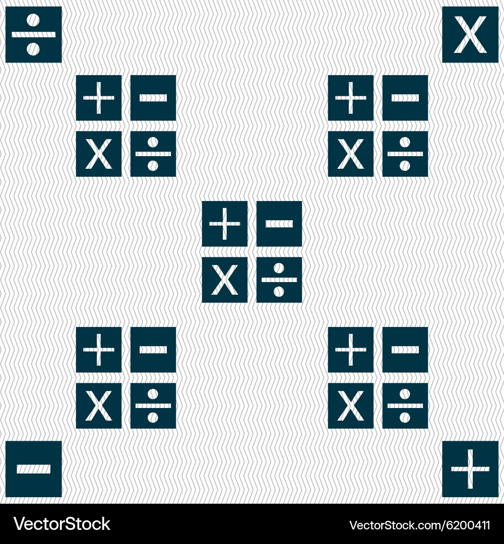 Multiplication division plus minus icon math Vector Image
