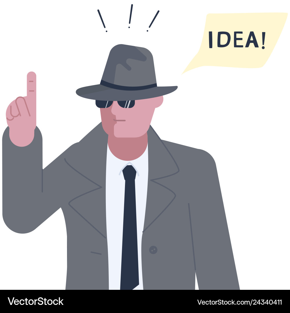 Mysterious man solves the riddle or problem Mysterious man solves the riddle or problem Vector Image