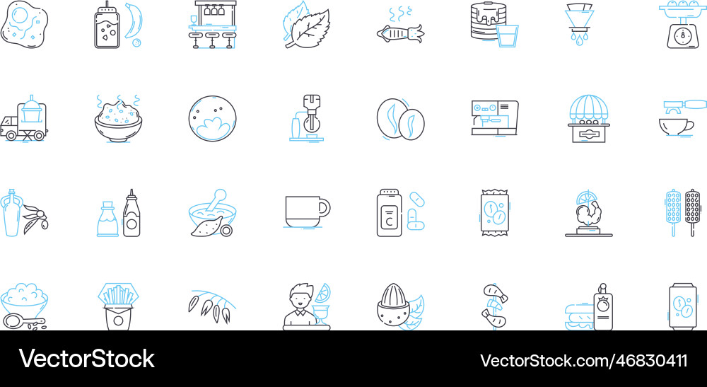 Nutritional science linear icons set Nutritional science linear icons set Vector Image