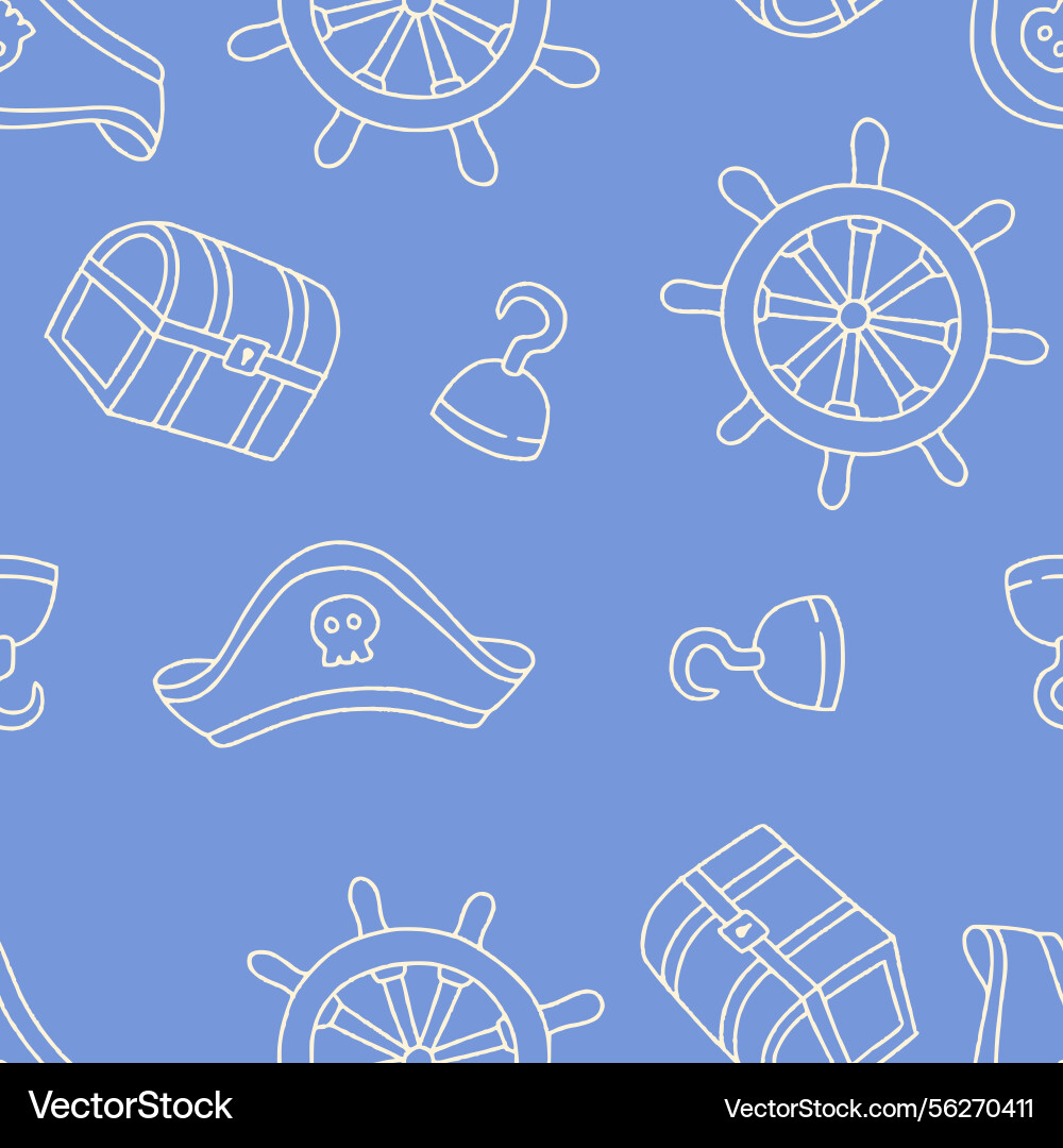 Outline pirate pattern repeat seamless Outline pirate pattern repeat seamless vector image