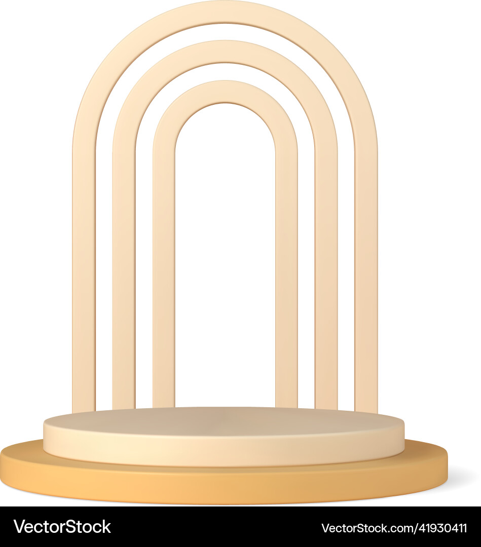 Podium 3d with triple openwork arch vector image