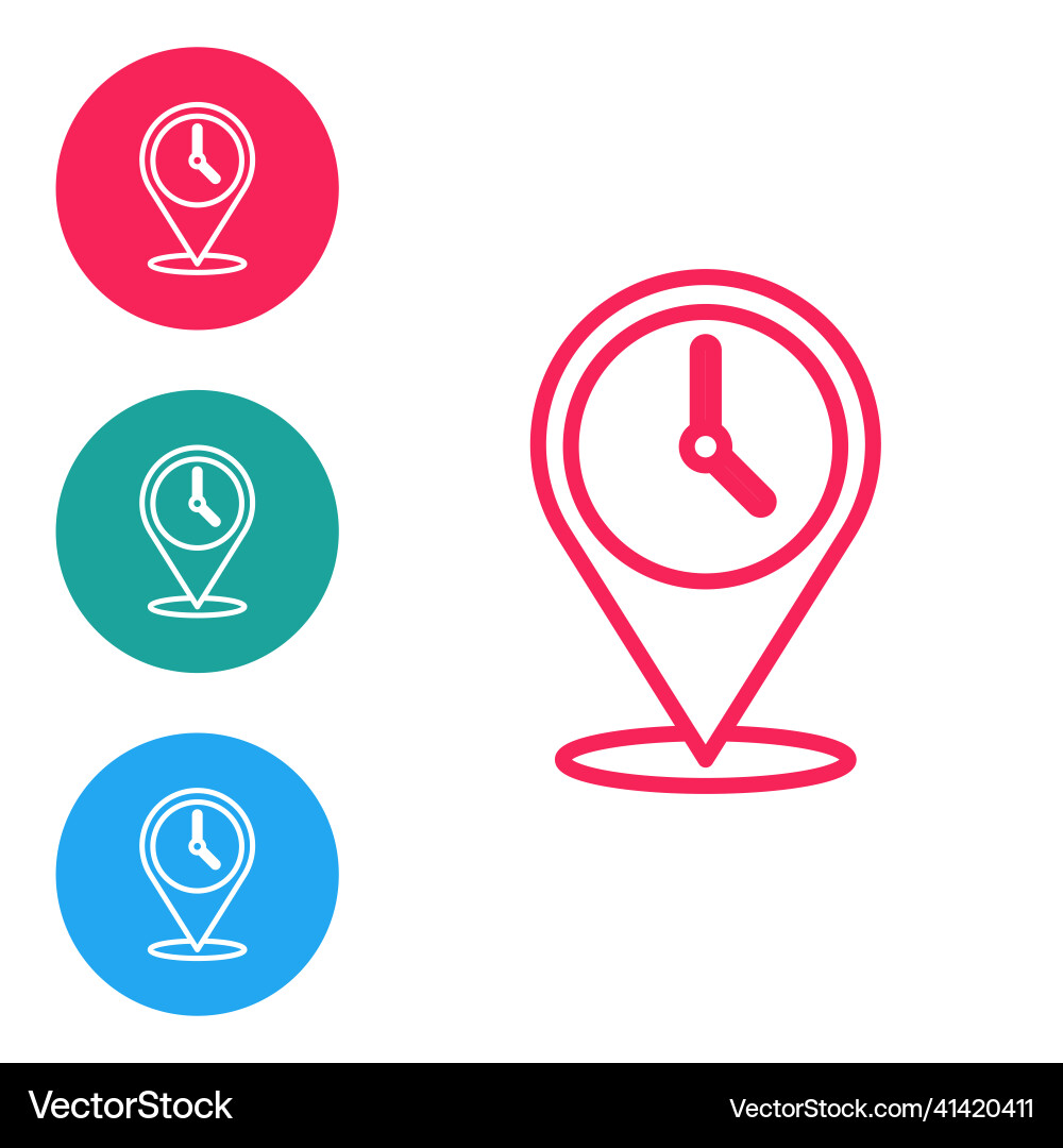Red line location with clock icon isolated Red line location with clock icon isolated Vector Image