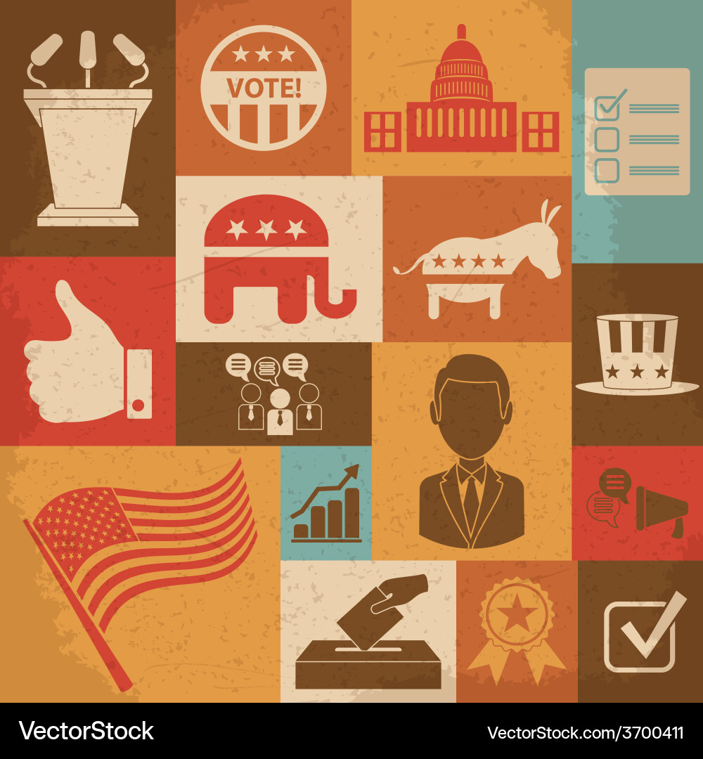 Retro Political Election Icons Vector Image