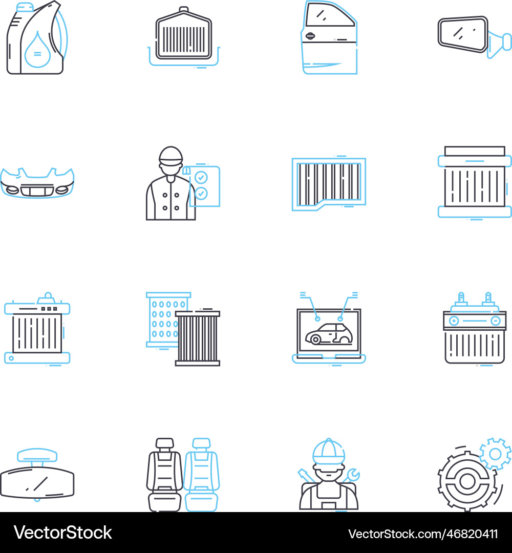 Secure a car linear icons set lock alarm gps Secure a car linear icons set lock alarm gps Vector Image