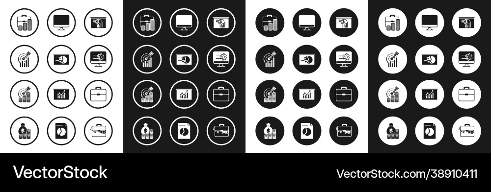Set board with graph chart target briefcase Set board with graph chart target briefcase vector image