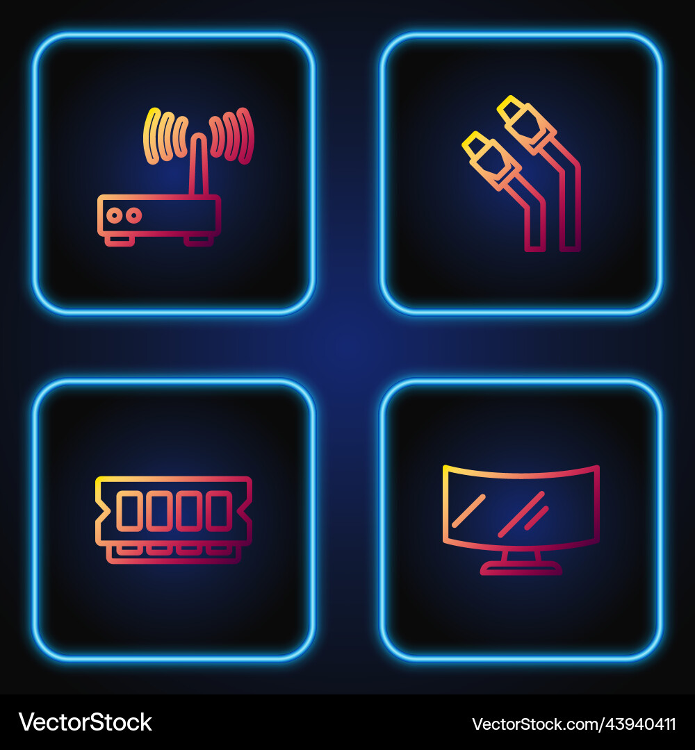 Set line computer monitor screen ram random Vector Image