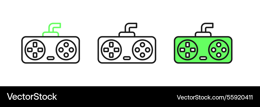 Set line game controller or joystick Set line game controller or joystick vector image