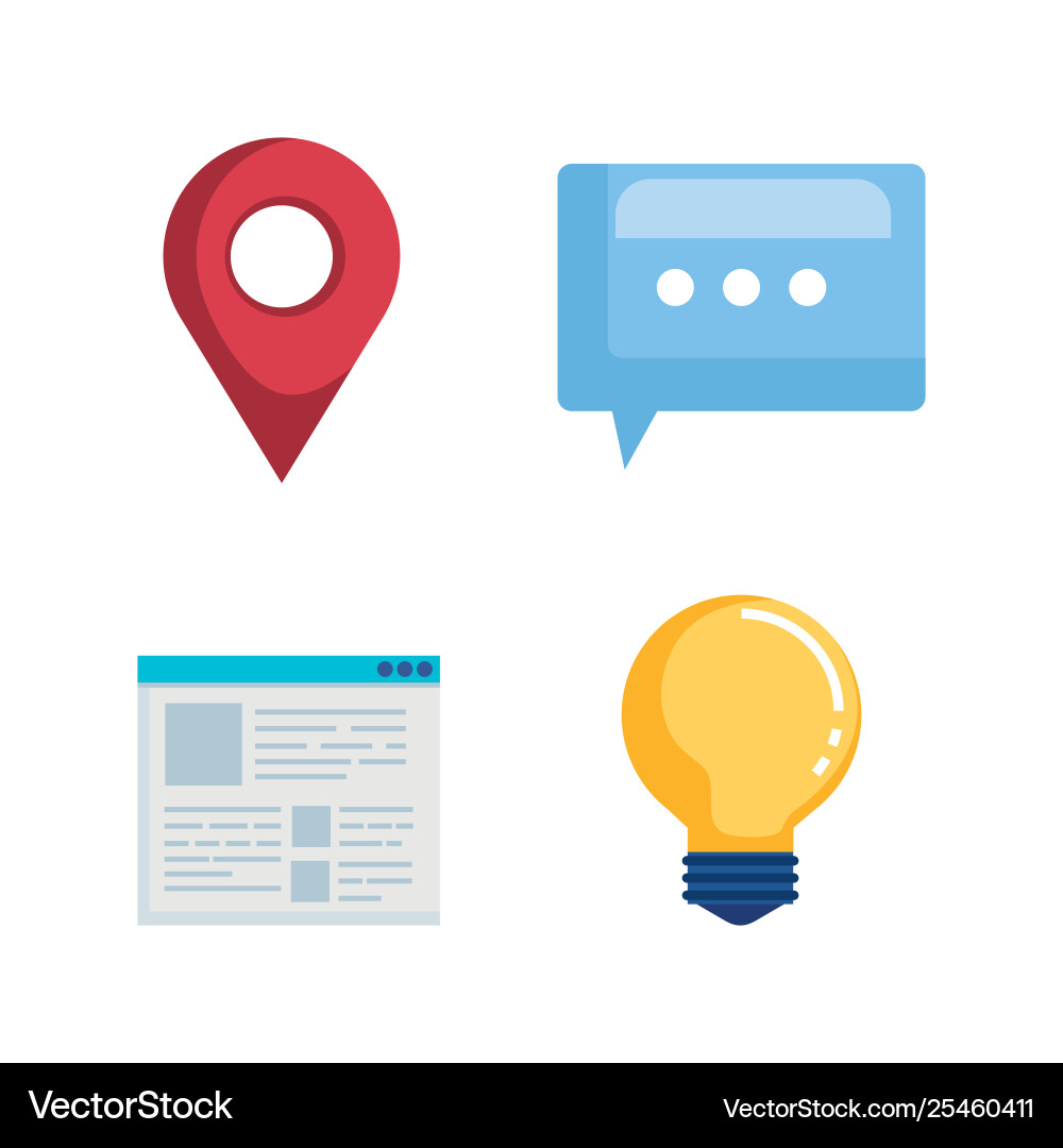 Set location sign with chat bubble and document Set location sign with chat bubble and document vector image