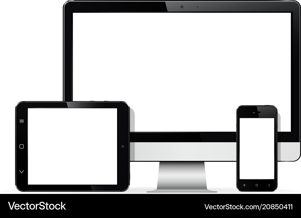 Set of modern digital devices computer monitor vector image