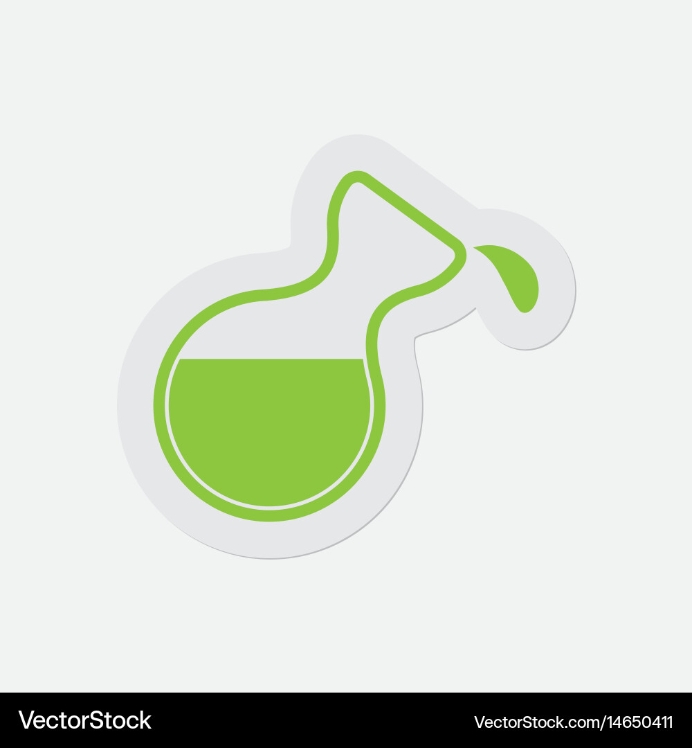 Simple green icon - flask with a drop vector image