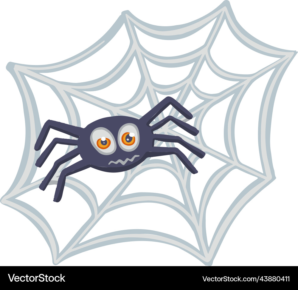 Spider on web cute halloween cartoon character Spider on web cute halloween cartoon character vector image