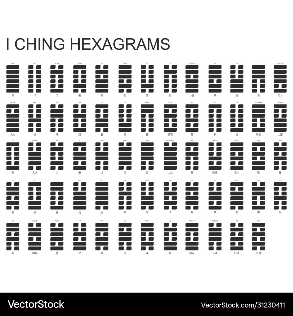 Symbols with i ching hexagrams vector image