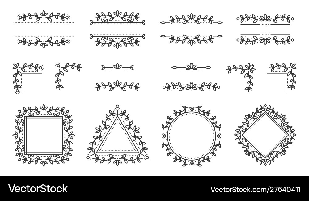 Text frame monogram devider corner art set vector image