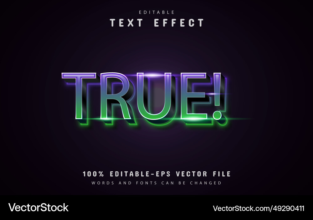 True text gradient style effect True text gradient style effect vector image