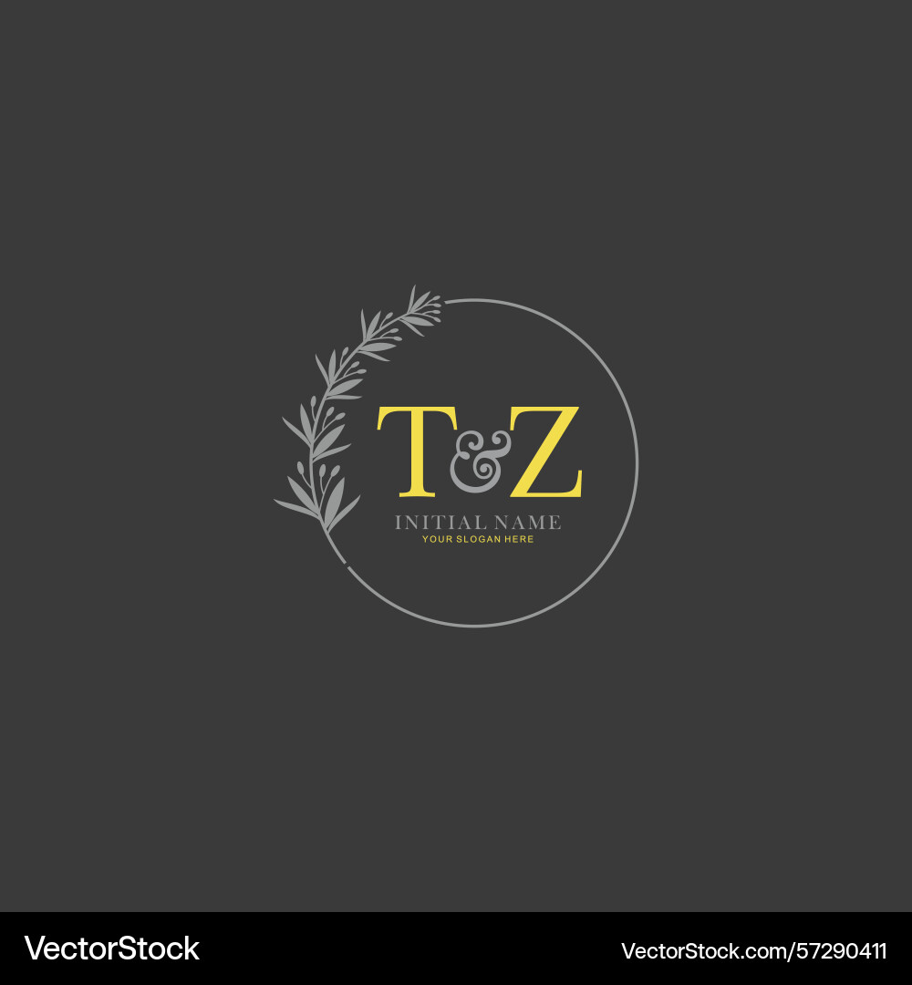 Tz initial logo templates with botanical elements Vector Image