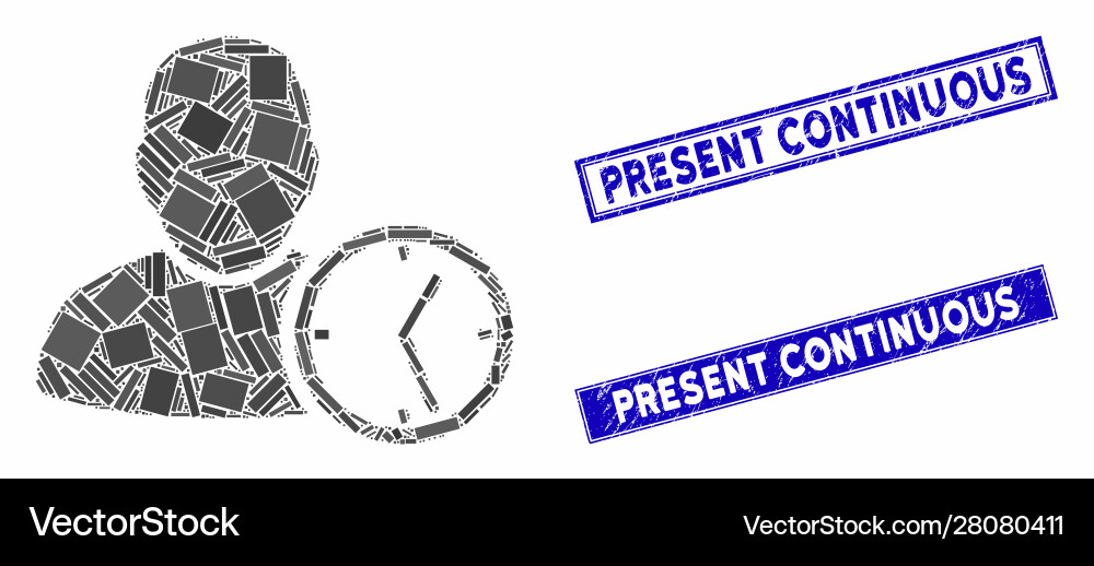 User temporary clock mosaic and grunge rectangle User temporary clock mosaic and grunge rectangle vector image