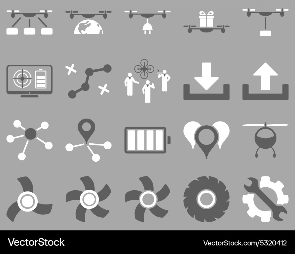 Air drone and quadcopter tool icons Air drone and quadcopter tool icons vector image