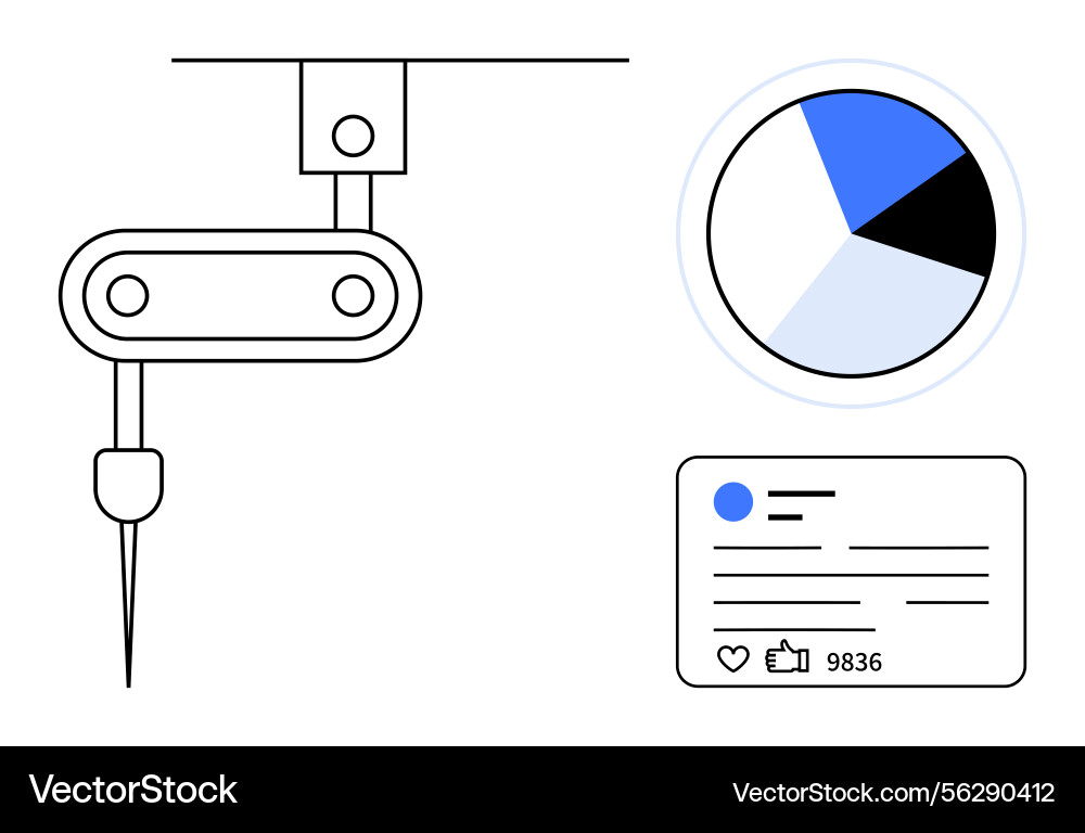 Automatisierte Maschine mit Datenvisualisierung Automatisierte Maschine mit Datenvisualisierung Vektorbild