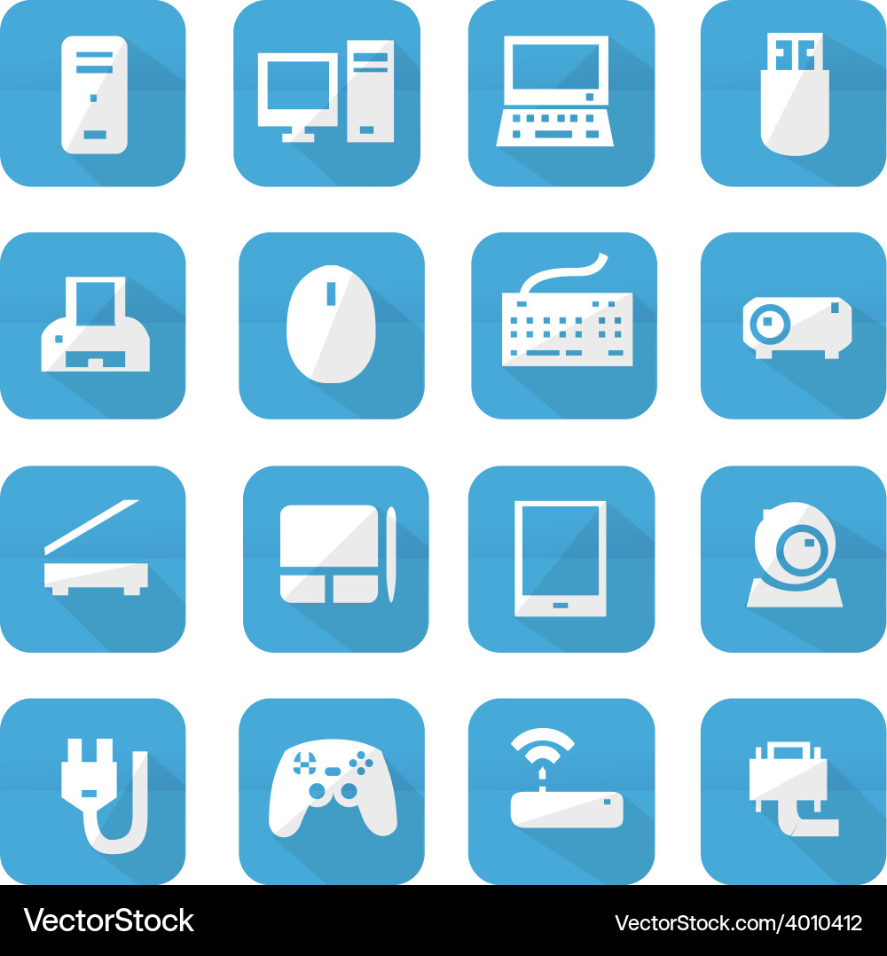 Blue computers device icons vector image