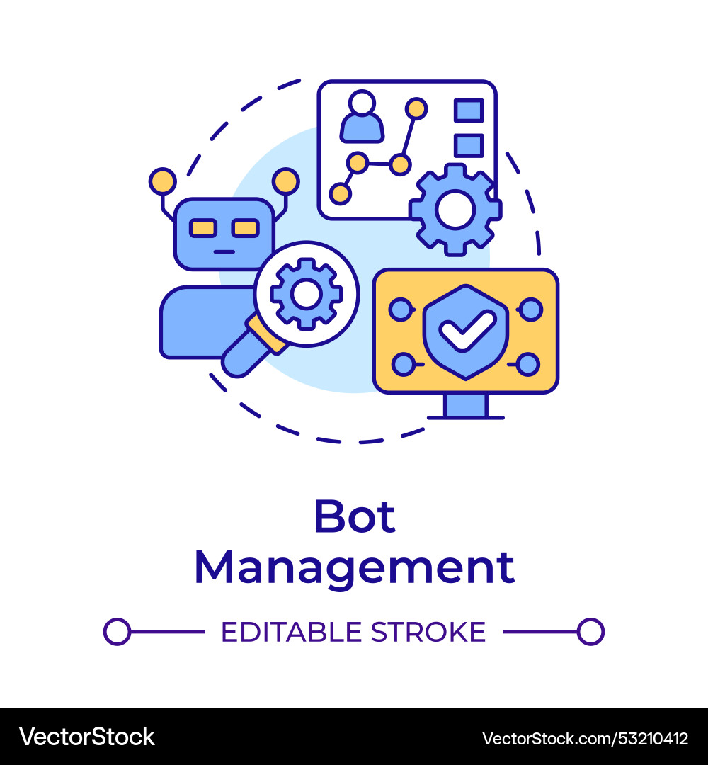 Bot management multi color concept icon Bot management multi color concept icon vector image