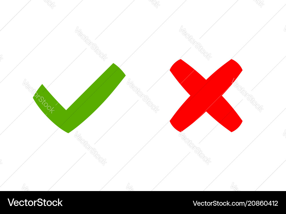 Checkmark and Cross Icons vector image