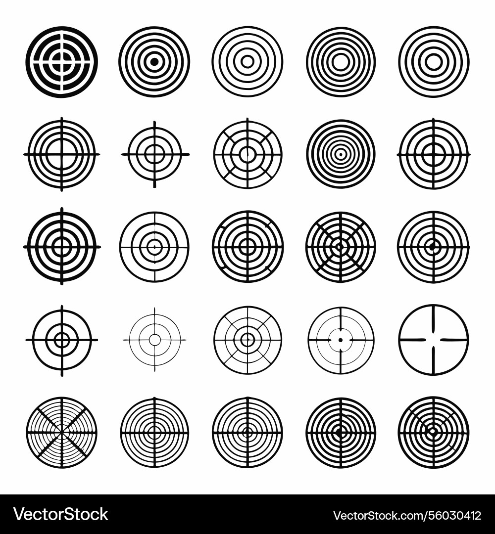 Collection of twenty five different target icons Vector Image