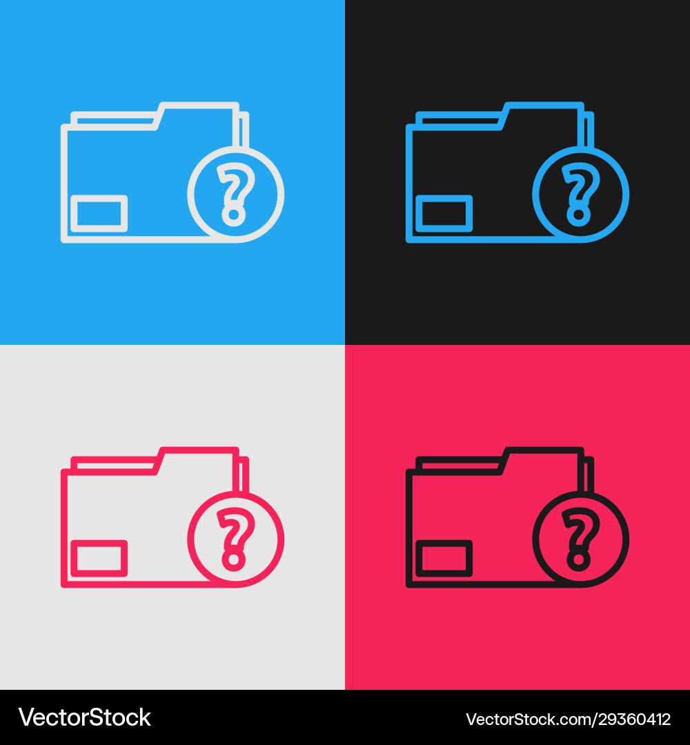 Color line unknown document folder icon isolated Color line unknown document folder icon isolated vector image