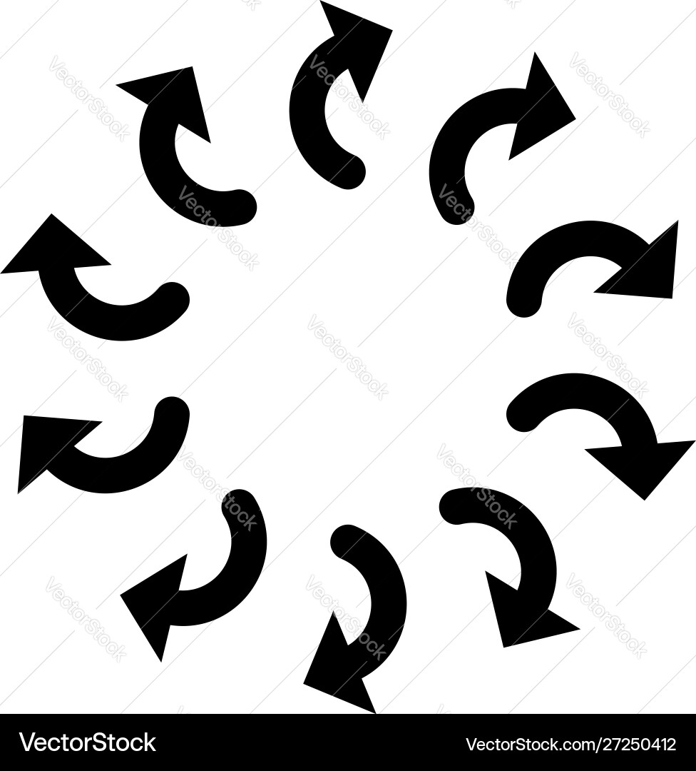 Curved circular arrow radial concentric pointer Vector Image