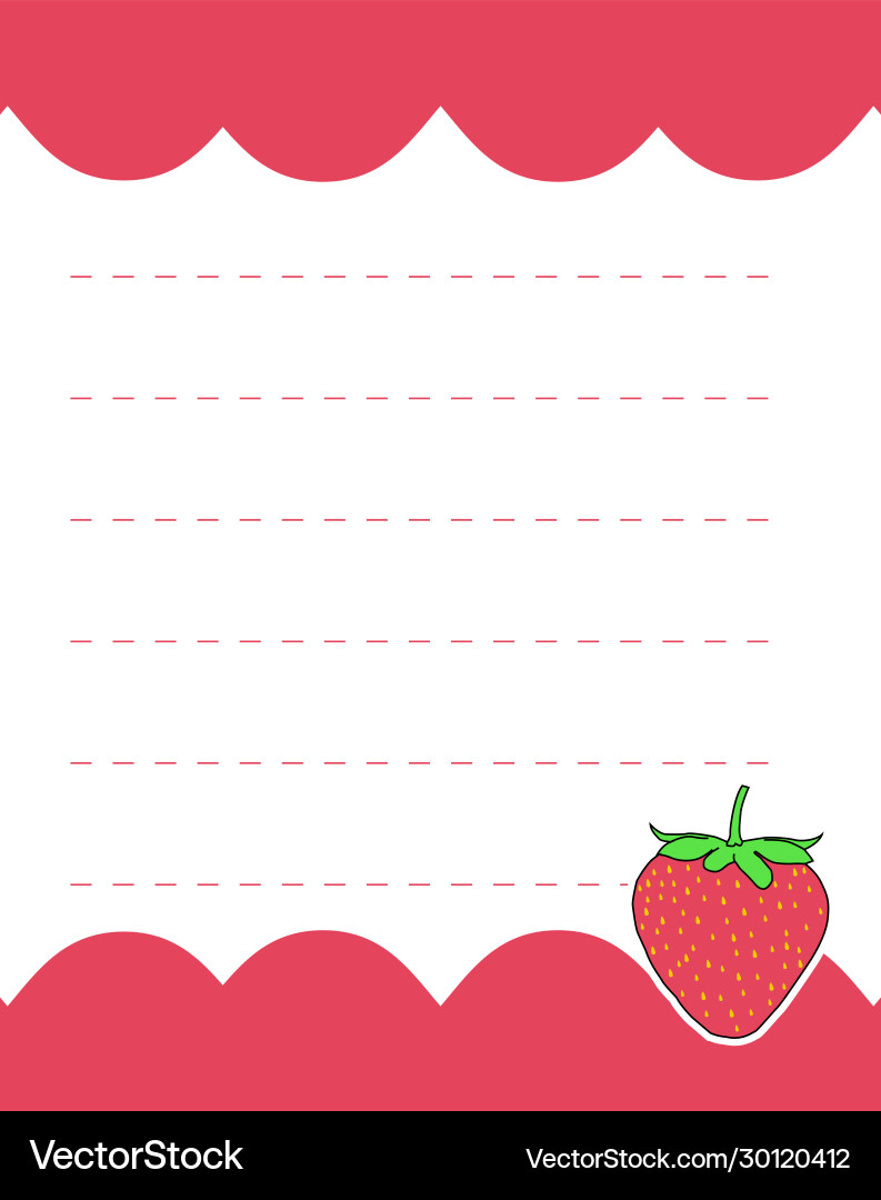 Design element notebook and diary with strawberry vector image